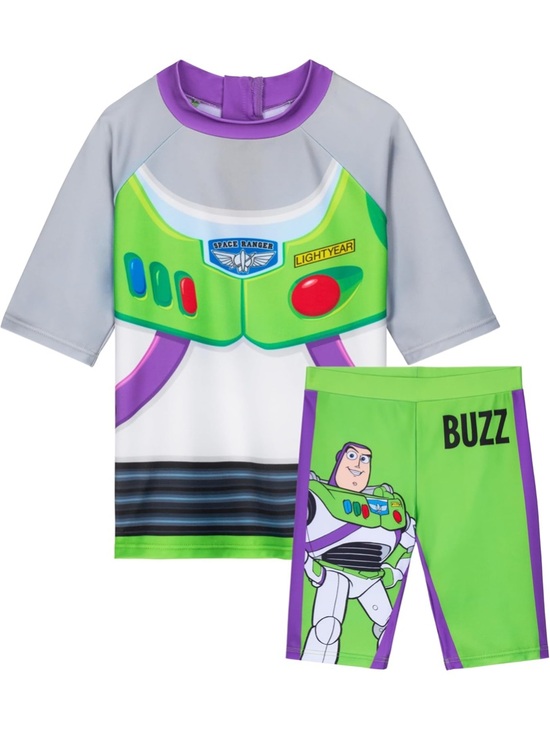 Disney Other - Disney Buzz Lightyear Green & Purple Kids Rash Guard Swim Set boy 6/7 6y 7y